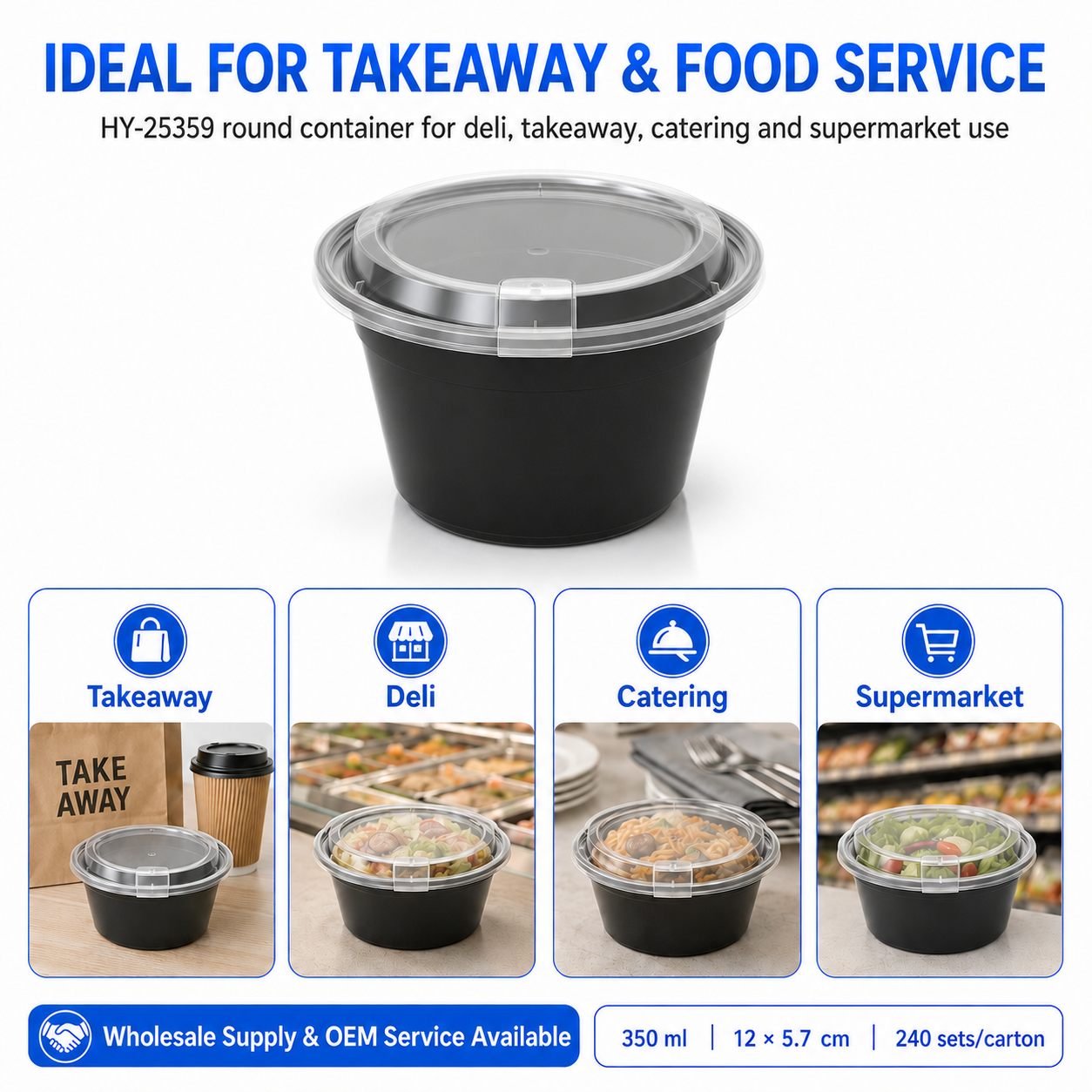 HY-25509 500ml Round PP Food Container with Breathable Lid | Takeaway Bowl