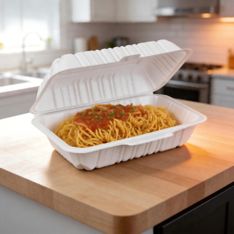 ZT-071 8.3x7.7x2.56 Inch Insert Lock Food Grade MFPP Square Clamshell Containers, Microwave Safe Disposable Single Compartment Takeout Lunch Boxes