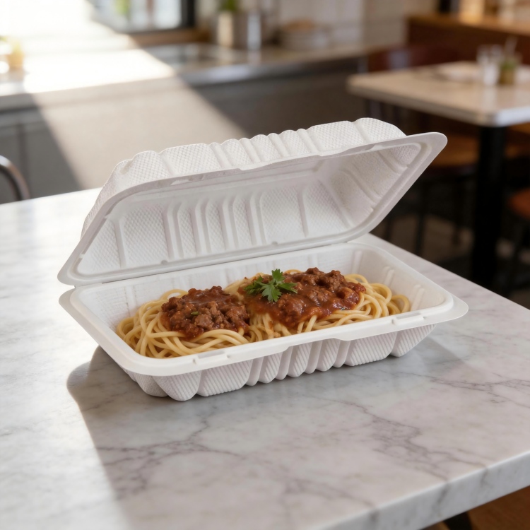 9x6x3 Inch Rectangular Food Grade MFPP Clamshell Containers, Microwave Safe Disposable Takeout Boxes for Steak Pasta Meal Prep