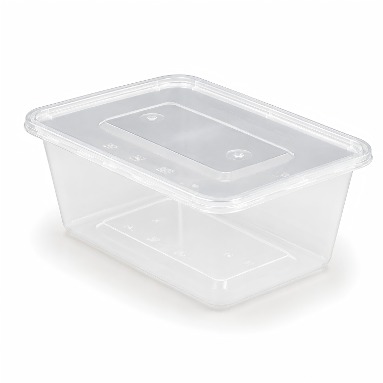 MG-F1000 1000ml Clear Rectangular PP Food Container with Lid