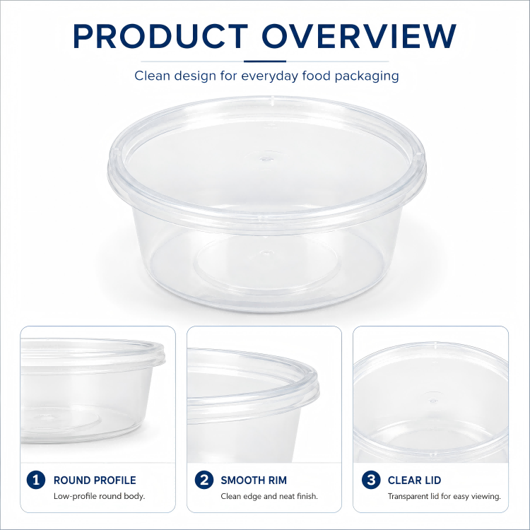MG-Y280 280ml Clear Round Food Container with Lid