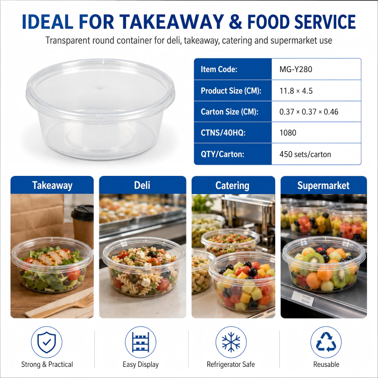 MG-Y280 280ml Clear Round Food Container with Lid