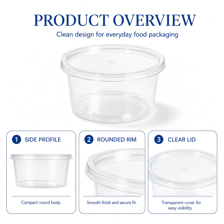 MG-Y440 440ml Clear Round Food Container with Lid