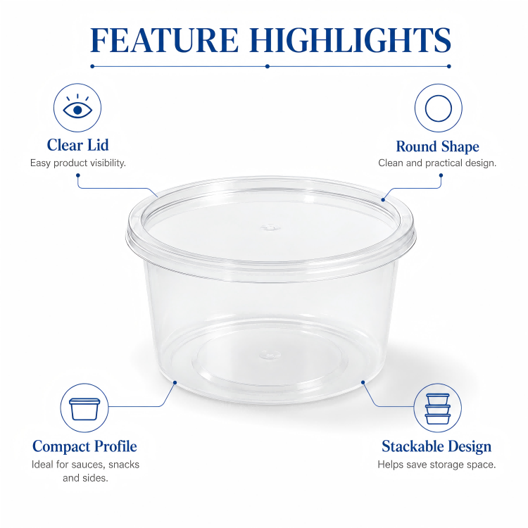 MG-Y440 440ml Clear Round Food Container with Lid