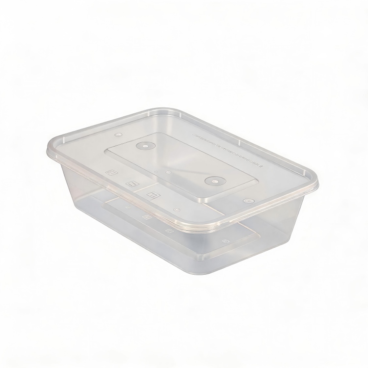 MG-F650 650ml Clear Rectangular Food Grade PP Disposable Food Containers With Lids, Microwave Safe Leakproof Takeout Meal Prep Storage Boxes