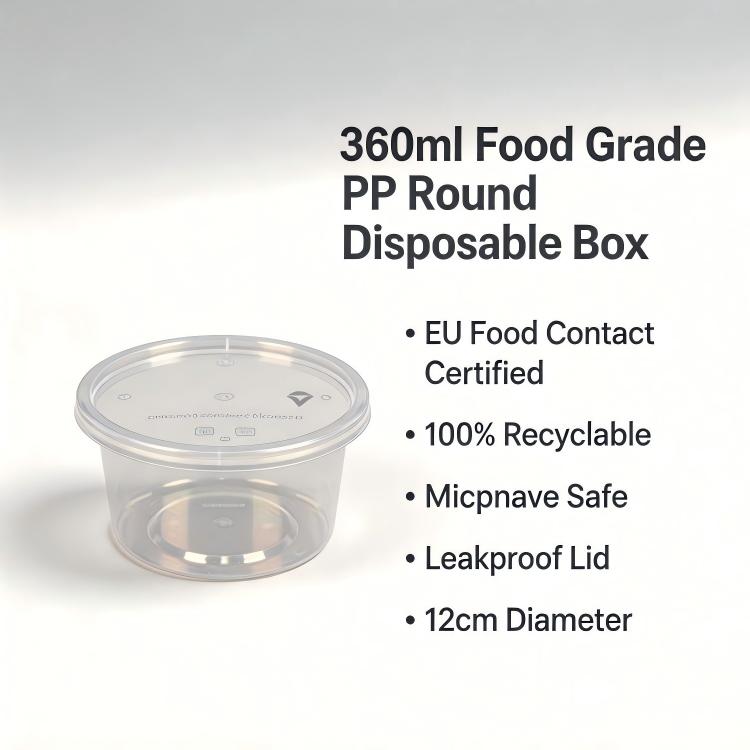 MG-Y360 360ml Clear Round Food Grade PP Disposable Soup Bowls With Lids, Microwave Safe Leakproof Dessert Sauce Takeout Storage Containers
