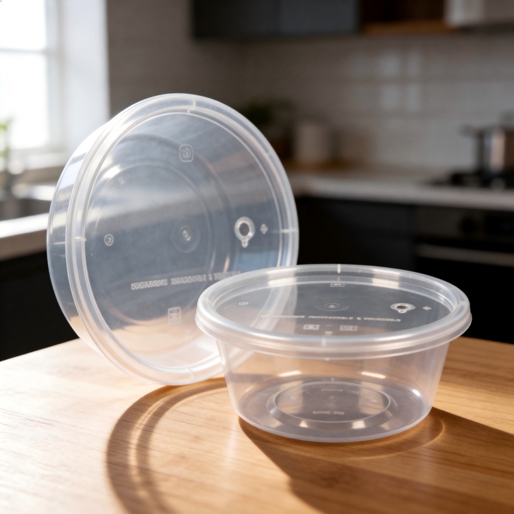 MG-Y360 360ml Clear Round Food Grade PP Disposable Soup Bowls With Lids, Microwave Safe Leakproof Dessert Sauce Takeout Storage Containers