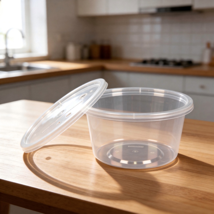 MG-Y440 440ml Clear Round Food Grade PP Disposable Soup Bowls With Lids, Microwave Safe Leakproof Dessert Sauce Takeout Storage Containers