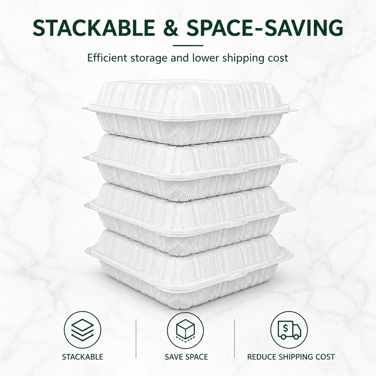 SL-903 9x9 Inch 3 Compartment Smart Lock MFPP Clamshell Food Container for Takeaway