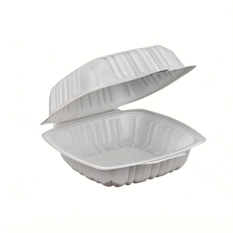 ZT-601 6 Inch Deep Single Compartment Insert Lock Food Grade MFPP Square Burger Clamshell Containers, Microwave Safe Disposable Fast Food Takeout Boxes for Hamburger & Sandwich