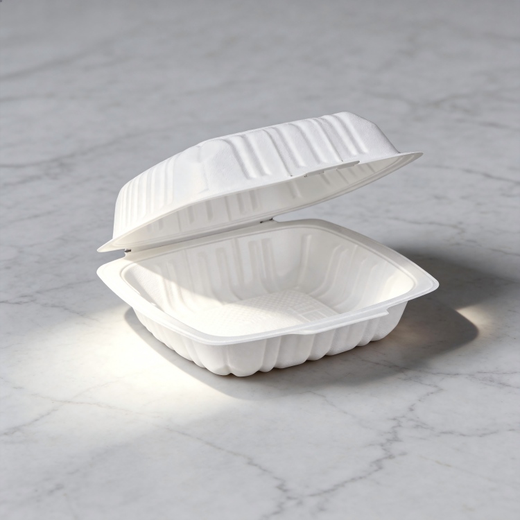 ZT-601 6 Inch Deep Single Compartment Insert Lock Food Grade MFPP Square Burger Clamshell Containers, Microwave Safe Disposable Fast Food Takeout Boxes for Hamburger & Sandwich